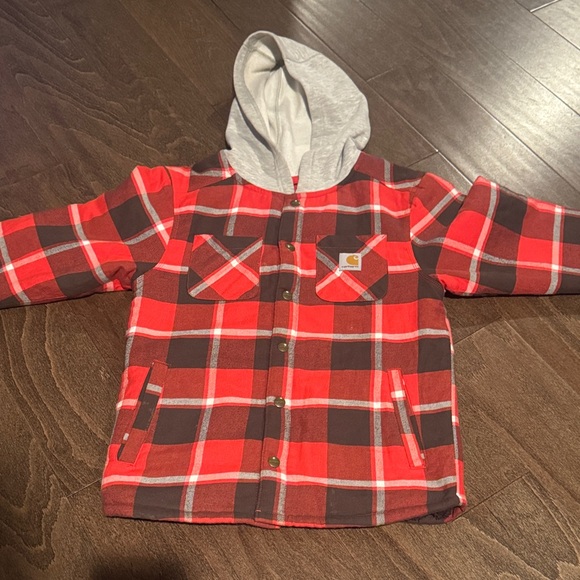 Carhartt Other - Carhartt Shepa Lined Hooded Flannel Jacket- Boys Size 10/12